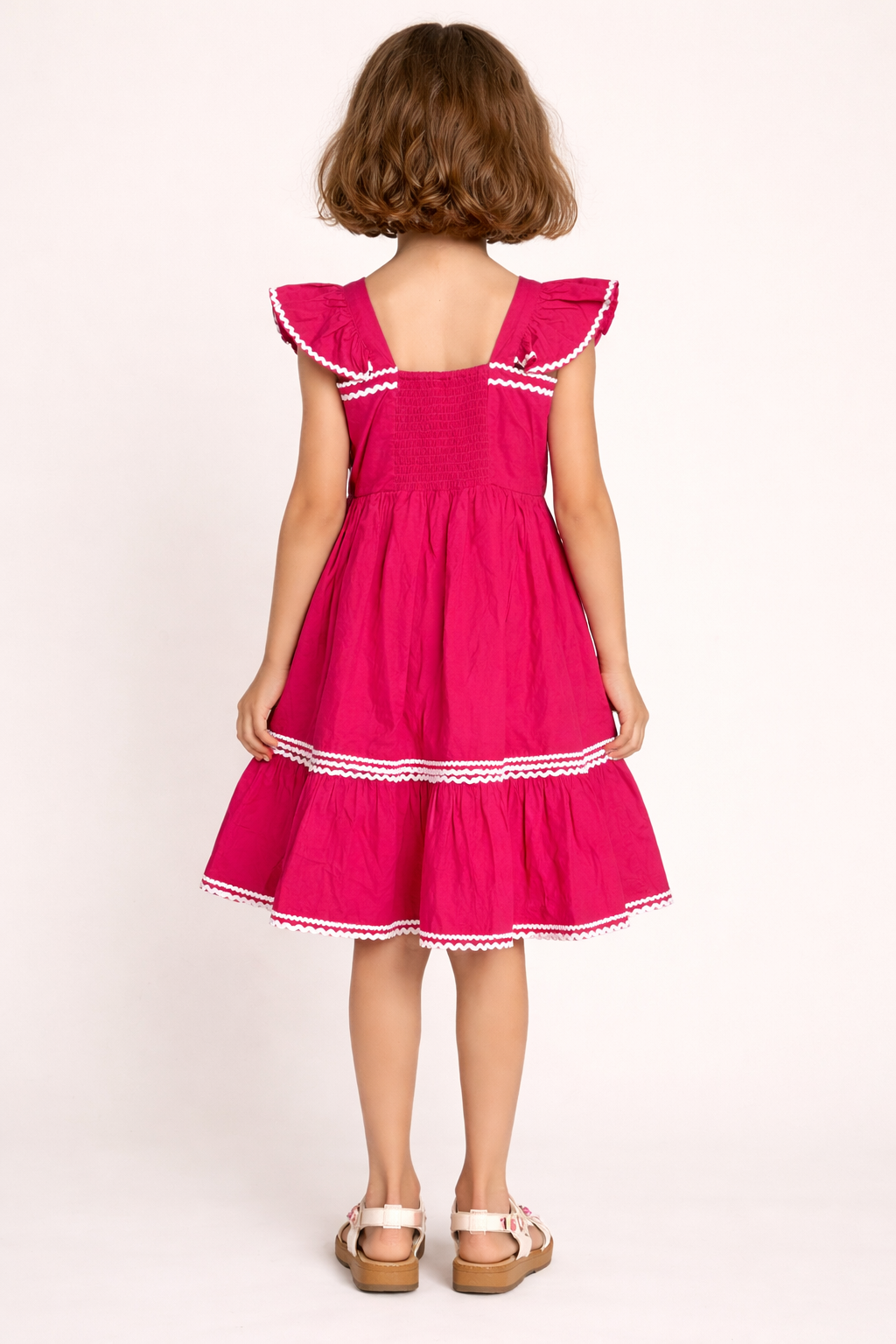 Raspberry Pink Pure Cotton Sleeveless Dress for Girls