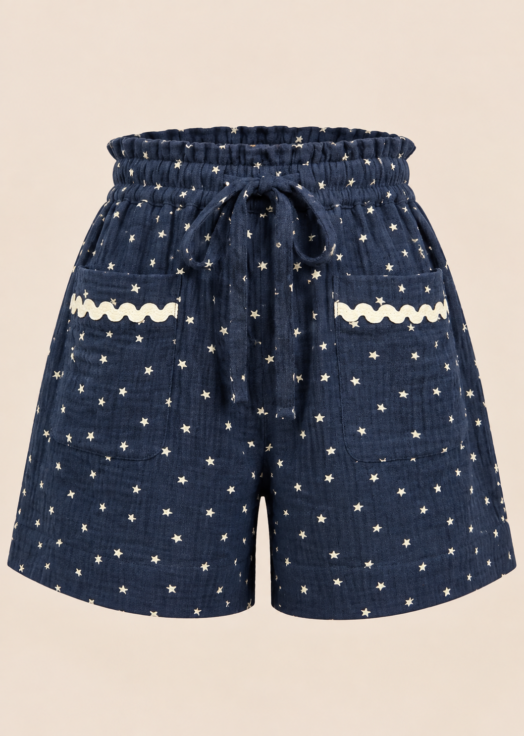 Pure Cotton Star Printed Navy Blue Shorts for Girls