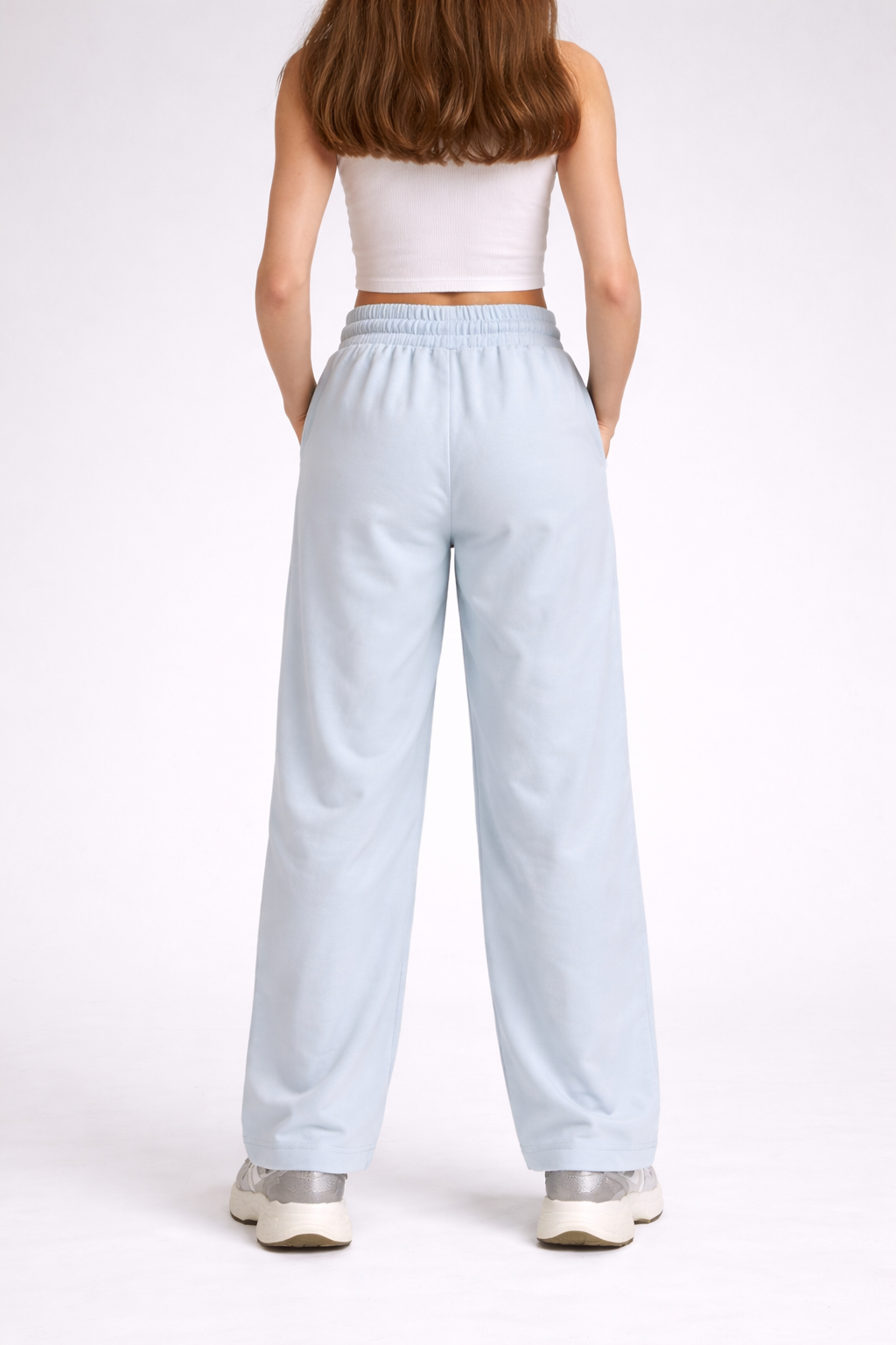 Casual Sky Blue Relaxed-Fit Trousers for Girls