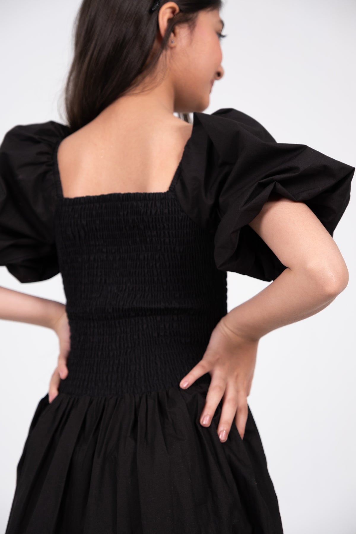 Midnight Bloom Smock Dress - Black