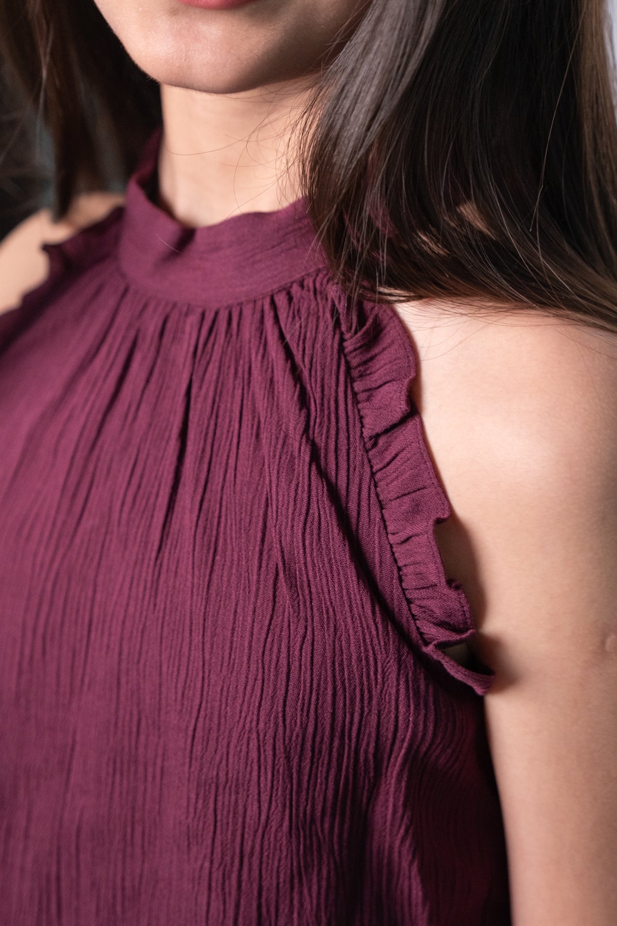 Berry Chic Crepe Co-ord Set – Maroon