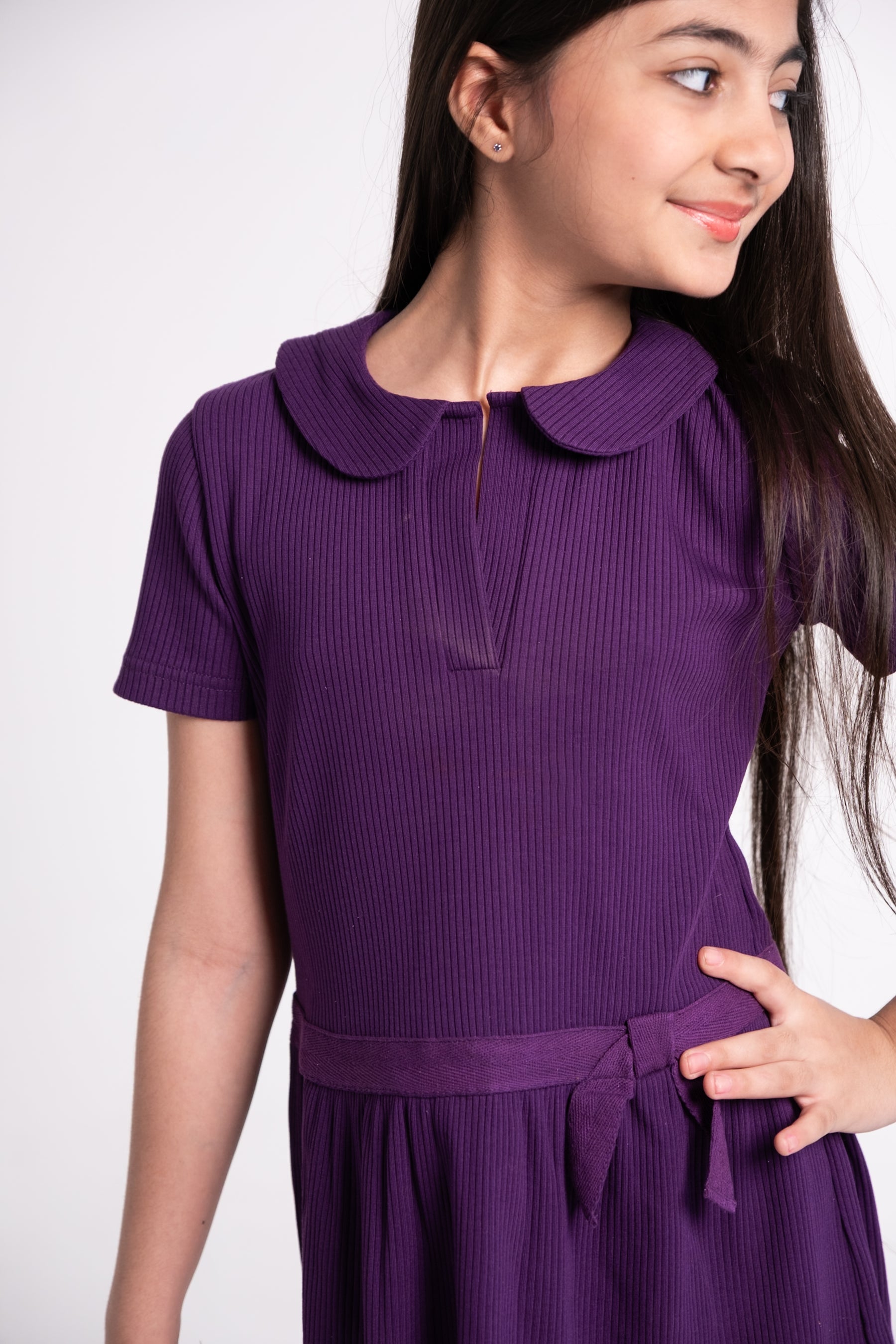 Plum Ribbed Knit Dress – Perfect Purple