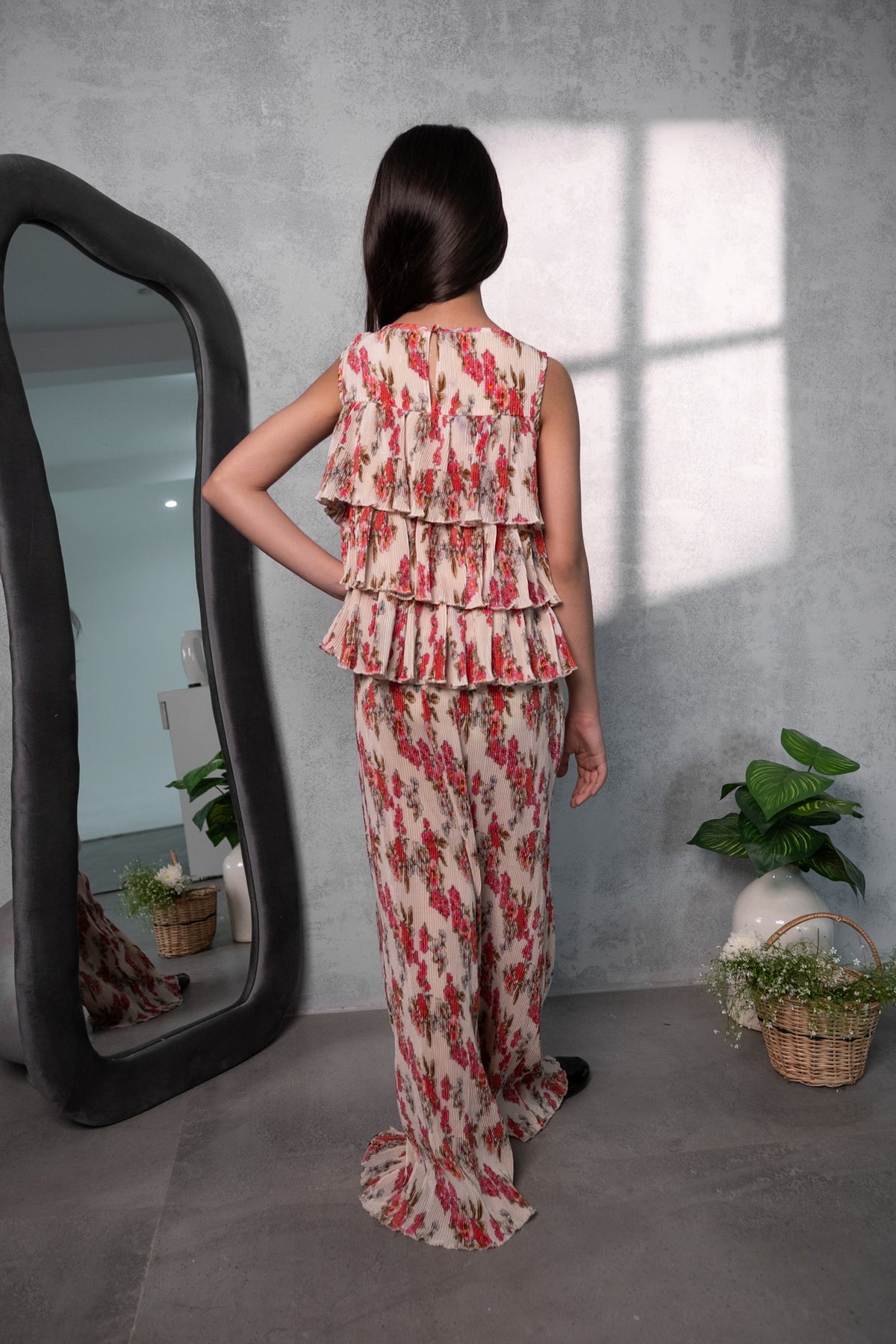 Floral Ruffle Coord Set – Baby Pink Bloom