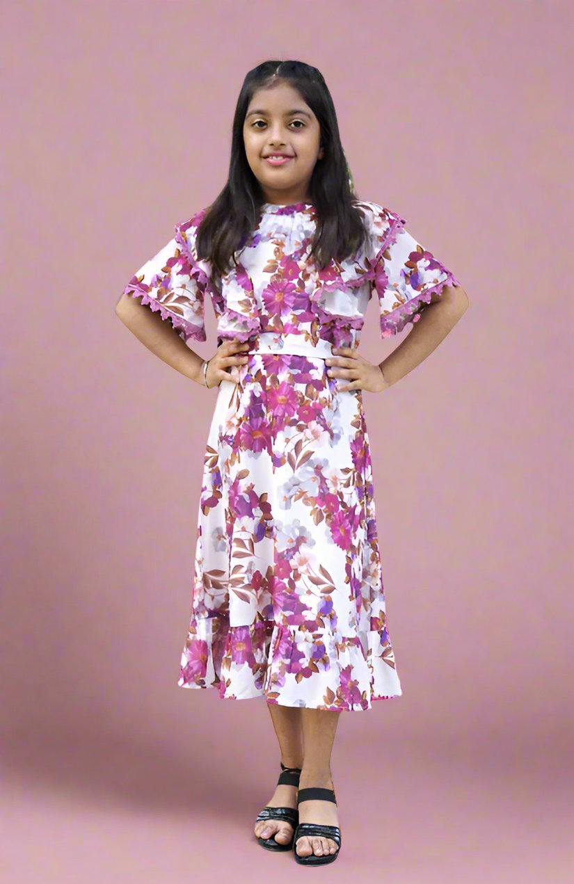 Fern Frill Dress for Girls - Black & Gold