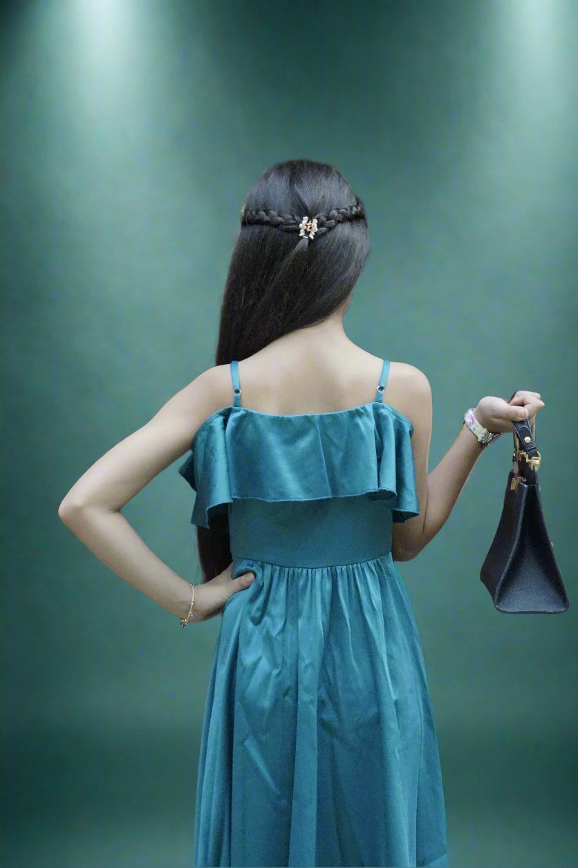 Girls Twilight Satin Dress - Black & Gold