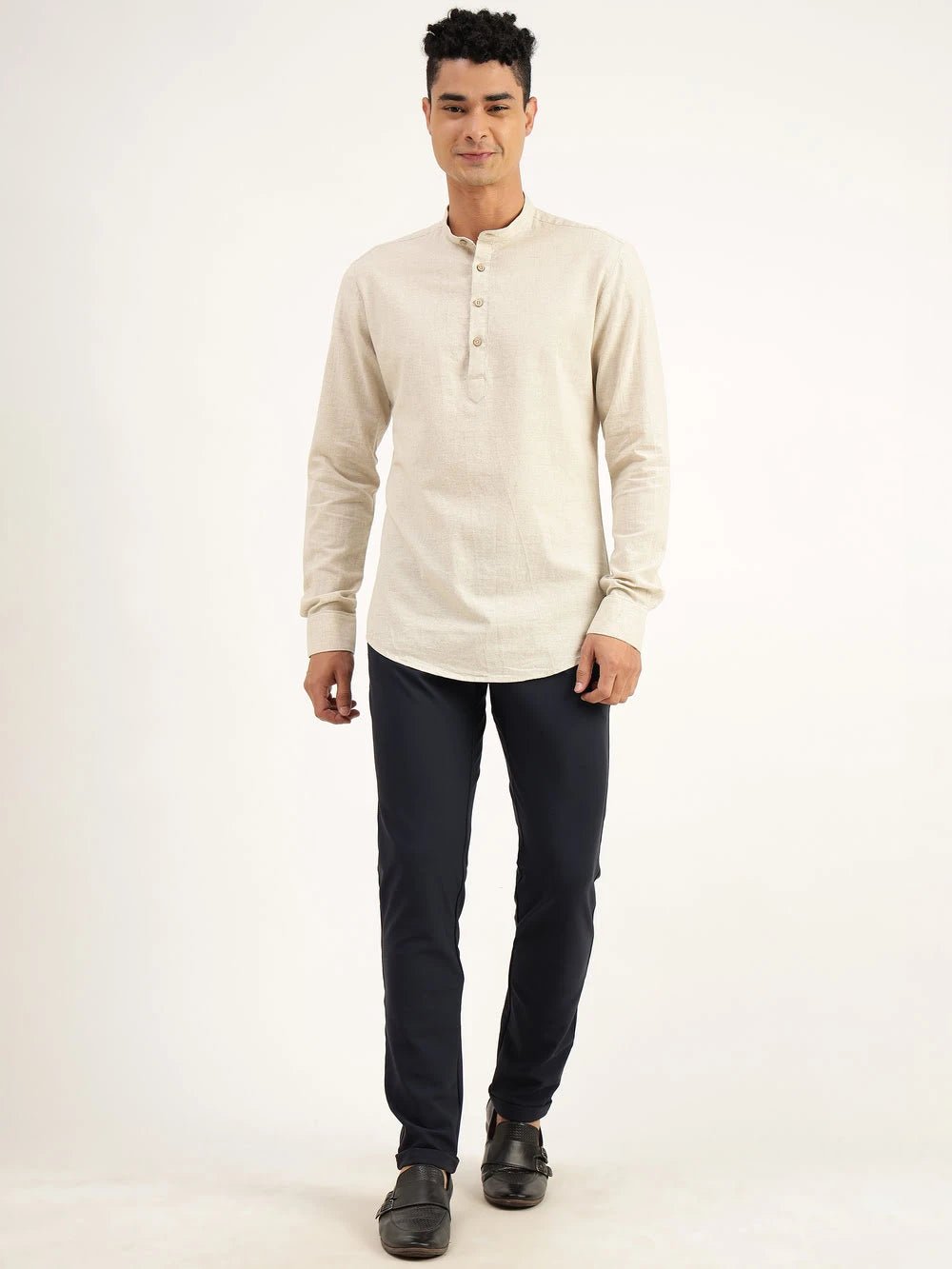 Men's Kurta Shirt - Black & Gold