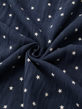 Pure Cotton Navy Textured Half Sleeve & Short Co-ord Set for Girls