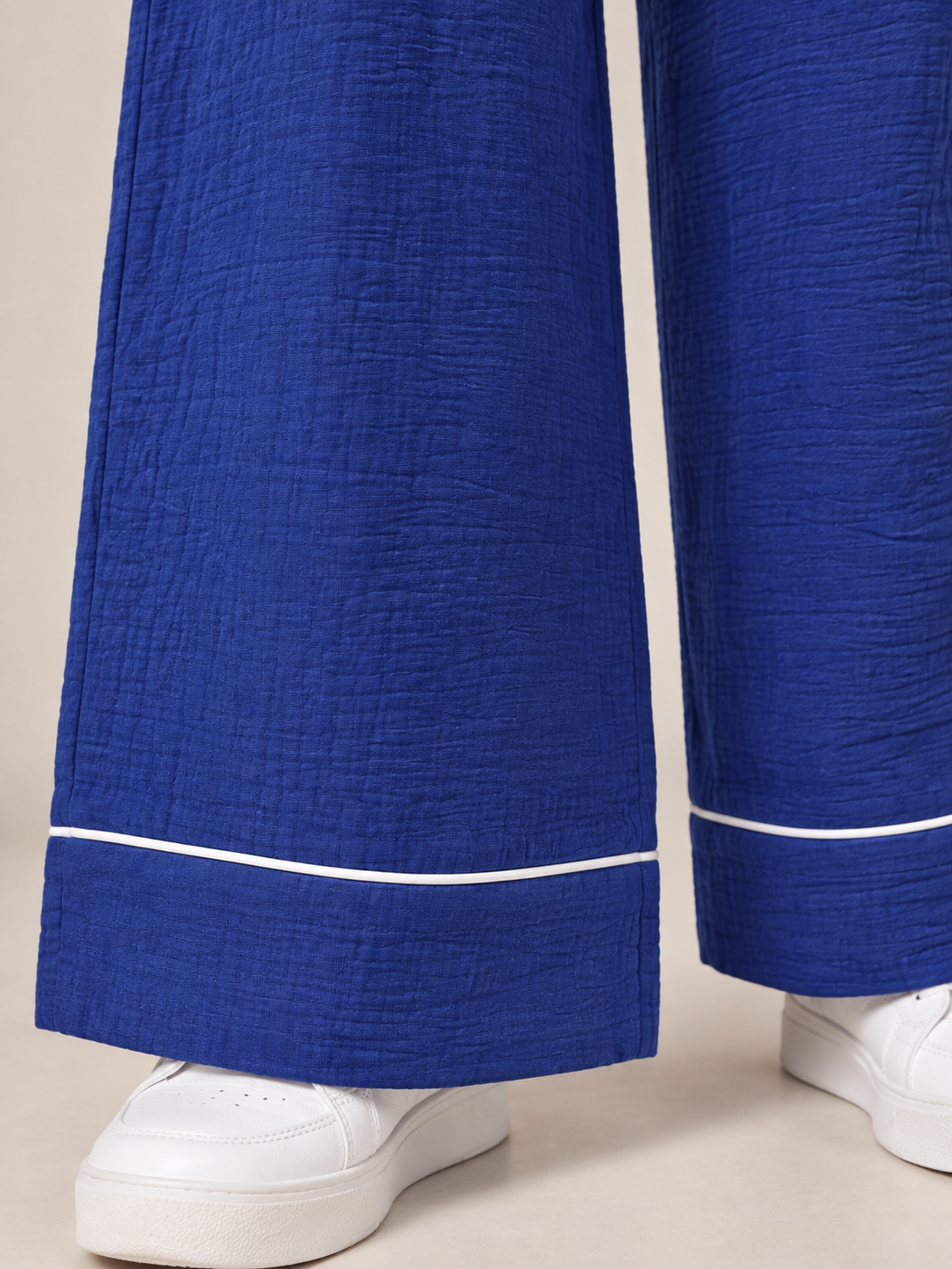 Pure Cotton Royal Blue Flared Pants for Girls