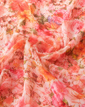 Orange Floral Printed Fit and Flare A line Midi Dress for Kids Girls