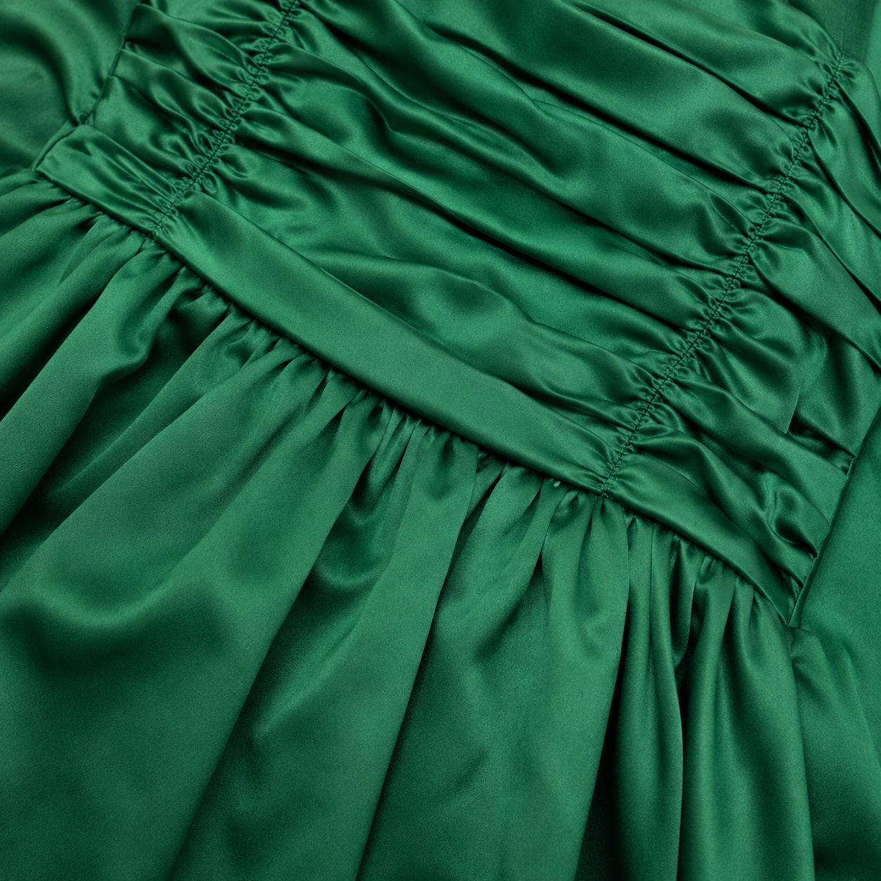 Emerald Twirl Satin Dress
