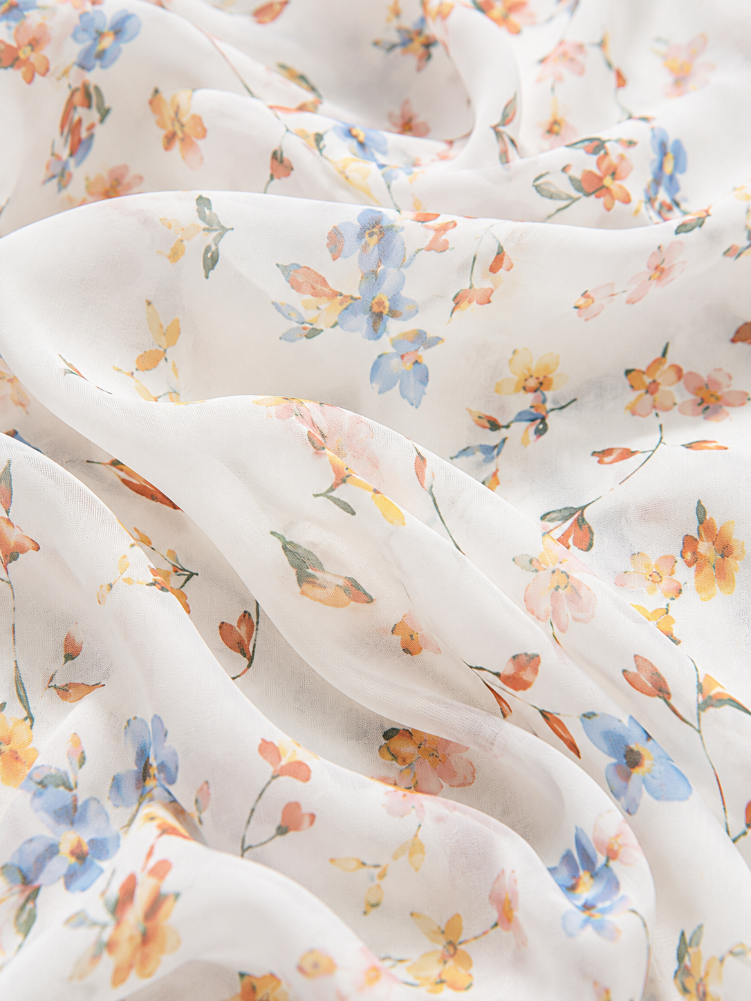Daisy Dream Light Blue Floral Printed A-Line Dress in Georgette with Cotton Lining  for Girl