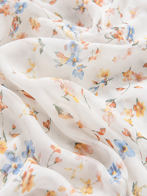 Daisy Dream Light Blue Floral Printed A-Line Dress in Georgette with Cotton Lining  for Girl