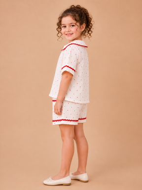 Girls White Heart Print Co-Ord Set