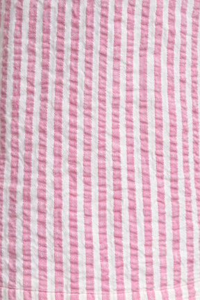 Pink White Collared Lining Front Open 3/4th Sleeves Shirt Dress for Kids Girls