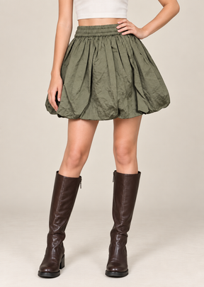 Olive Green Balloon Skirt for Girls