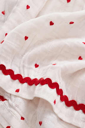 Pure Cotton Heart Printed White Shorts for Girls