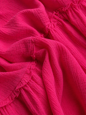 Hand worked Beads on Pure Cotton Hot Pink Textured Dress for Kids Girls