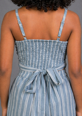 Wisteria Striped Light Blue Co-ord Set for Girls