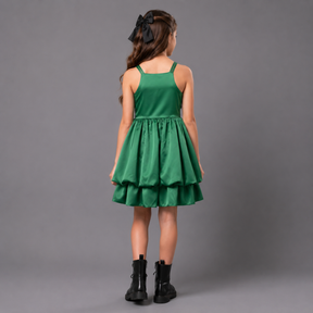 Emerald Twirl Satin Dress