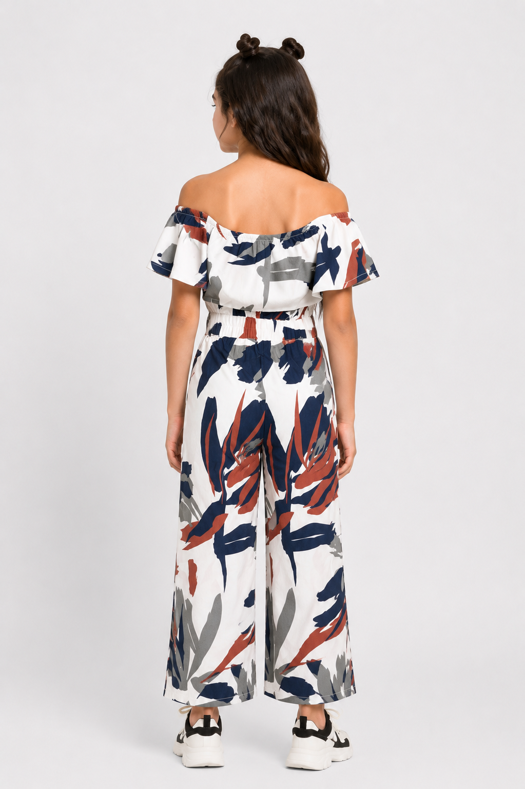 Zahara Floral Printed Off Shoulder Multicolor Jumpsuit for Girls