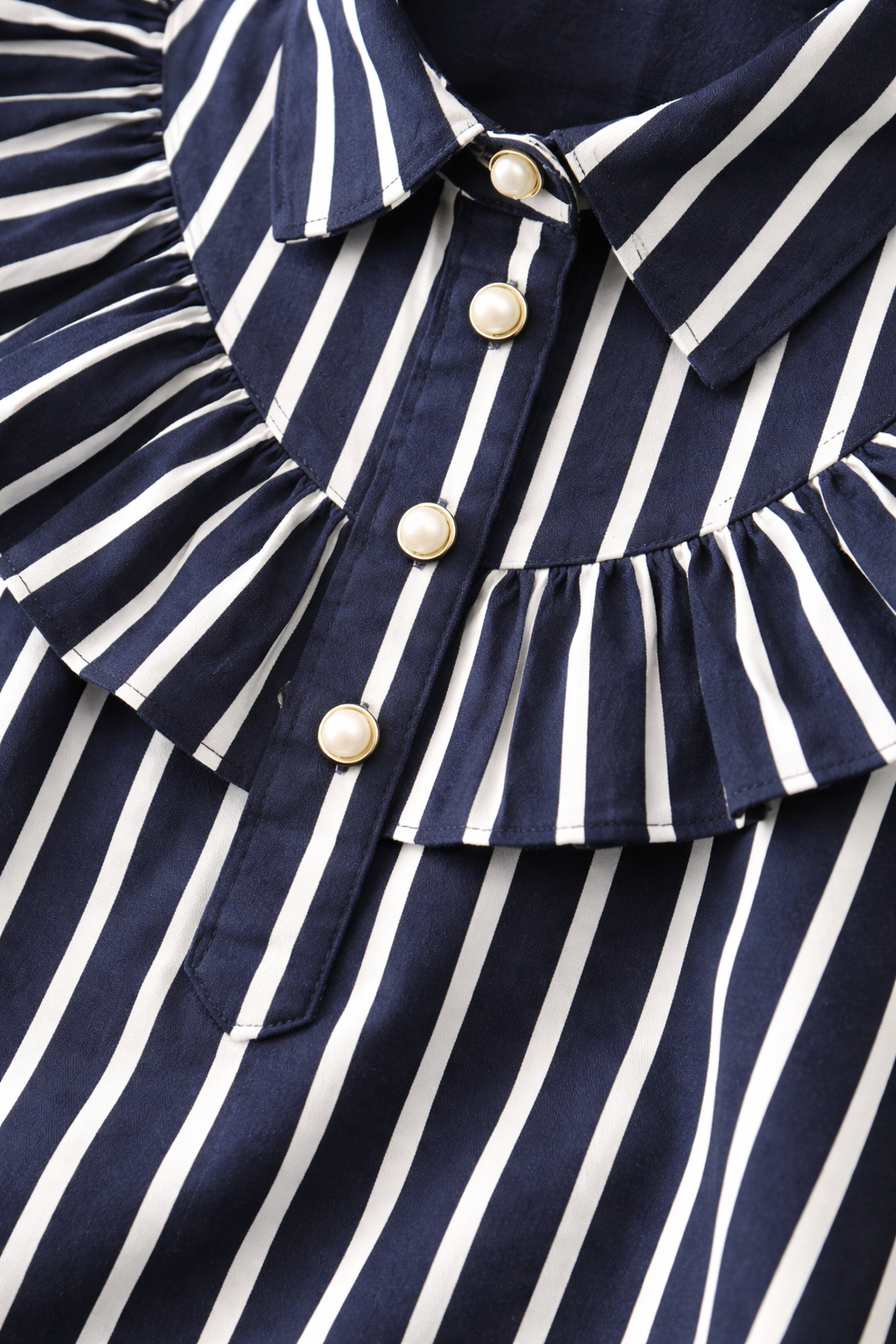 Natural Blend Navy Blue Thin Striped Sleeveless Dress for Girls