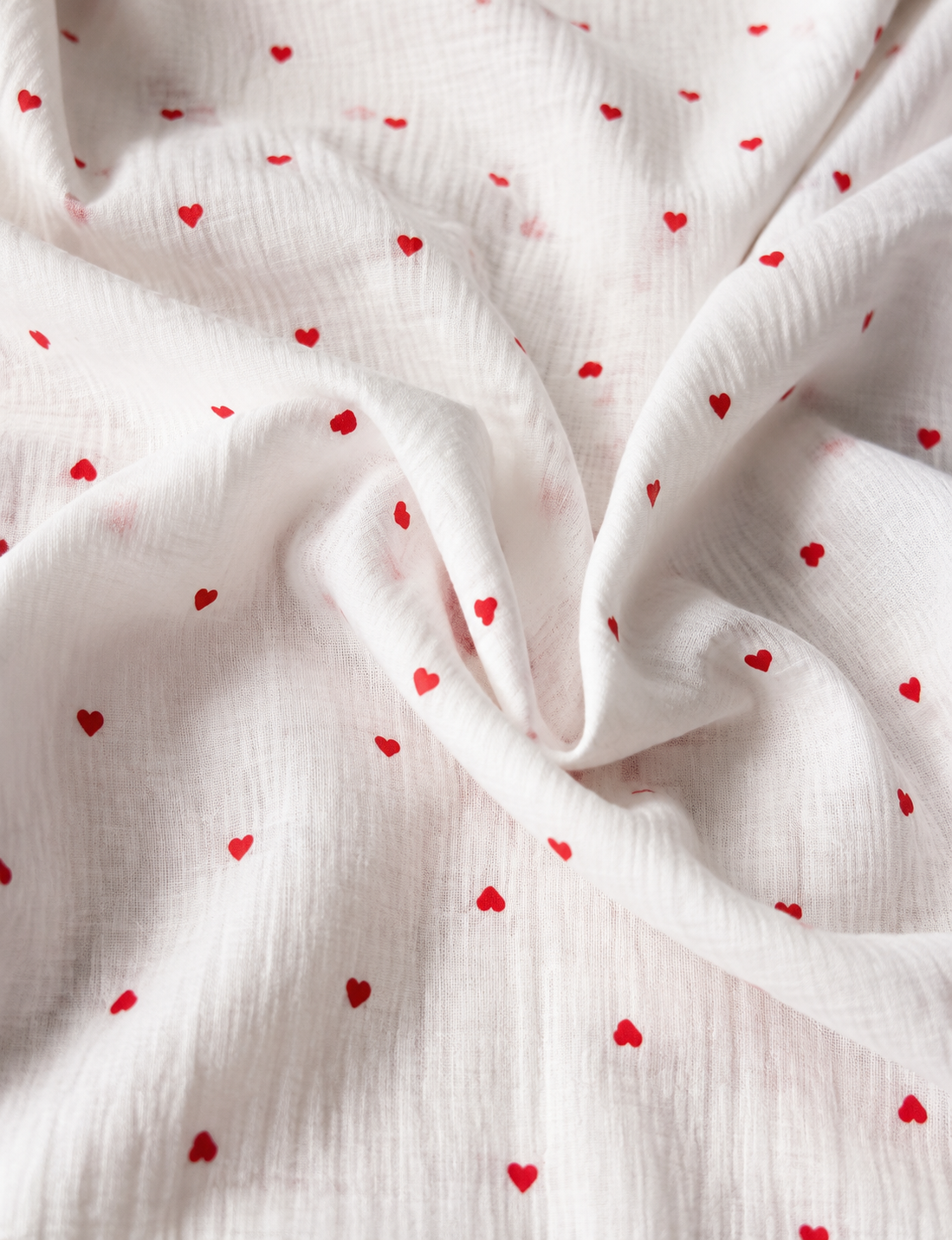 Girls White Heart Print Full Sleeve Night Suit