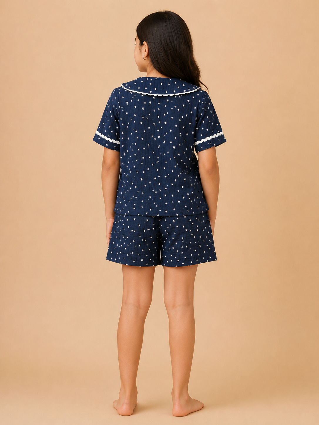 Girls Navy Blue Star Print Co-Ord Set