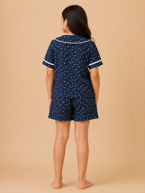 Girls Navy Blue Star Print Co-Ord Set