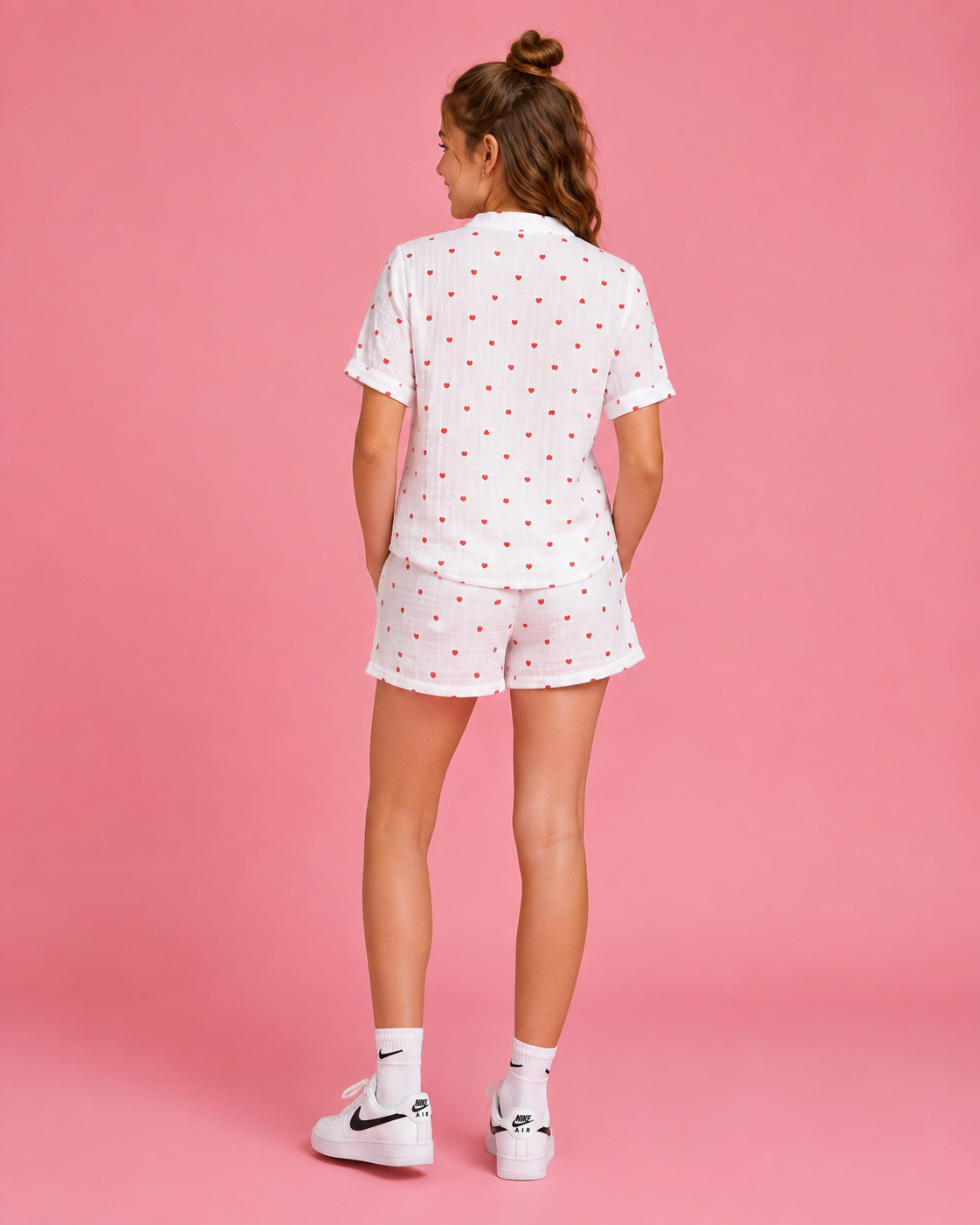 White Textured Cotton Top & Short Co-ord Set girls