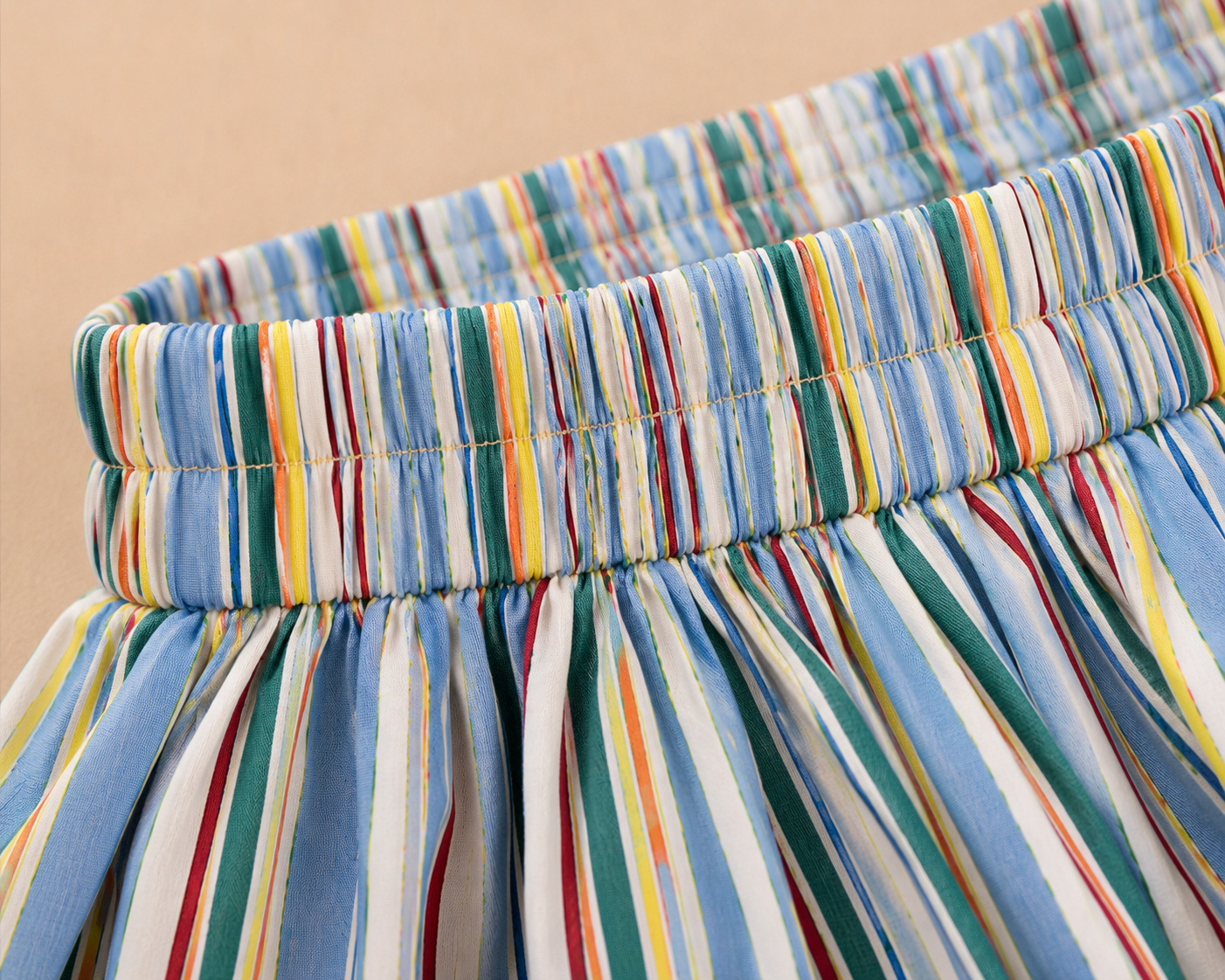 Pure Cotton Multicolor Striped Balloon Skirt for Girls
