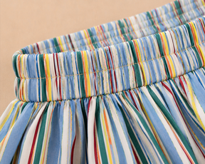 Pure Cotton Multicolor Striped Balloon Skirt for Girls