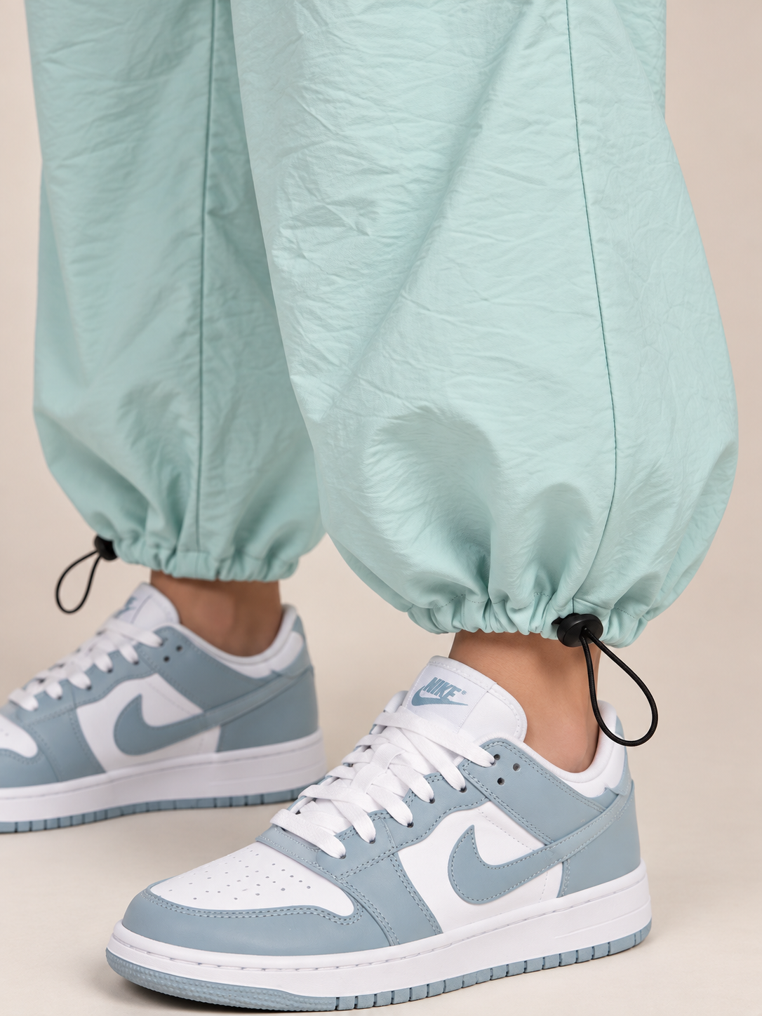 Stylish Mint Blue Utility Cargo Jogger Pants for Girls