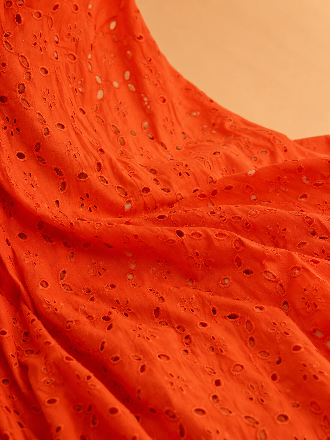 Girls Orange Eyelet Embroidered Tiered Dress