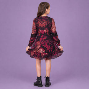 Digitally Printed A-Line Dress with Front Key Hole for Girls