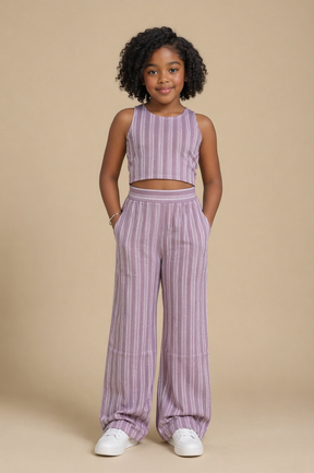Freesia Striped Lilac Co-ord Set for Girls