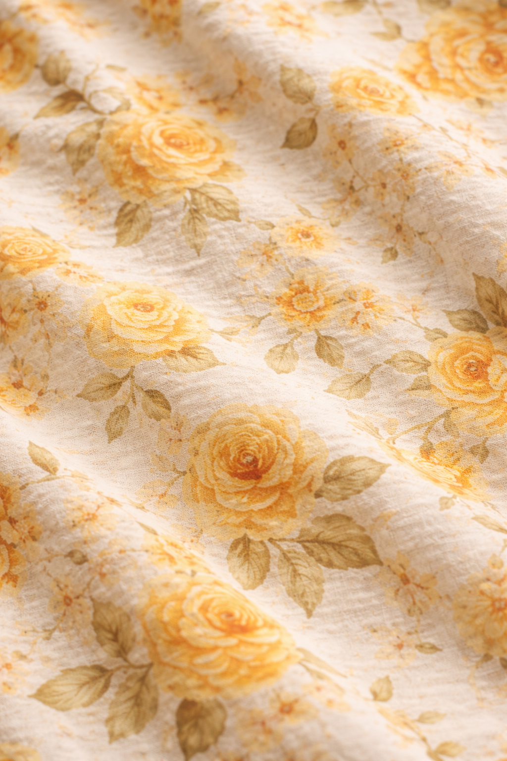 Natural Blend Fullsleeves Yellow Floral Printed Dress for Girls