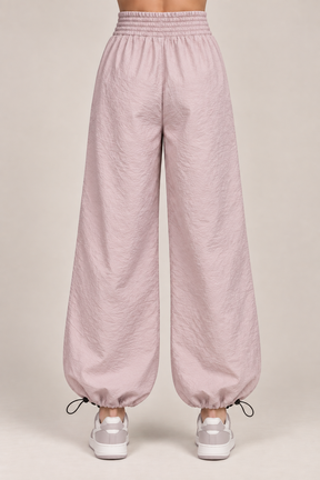 Stylish Light Pink Utility Cargo Jogger Pants for Girls