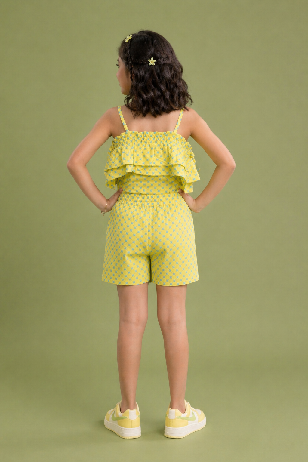 Yellow Printed Play Cotton Co-ord Set for Girls