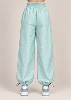 Stylish Mint Blue Utility Cargo Jogger Pants for Girls