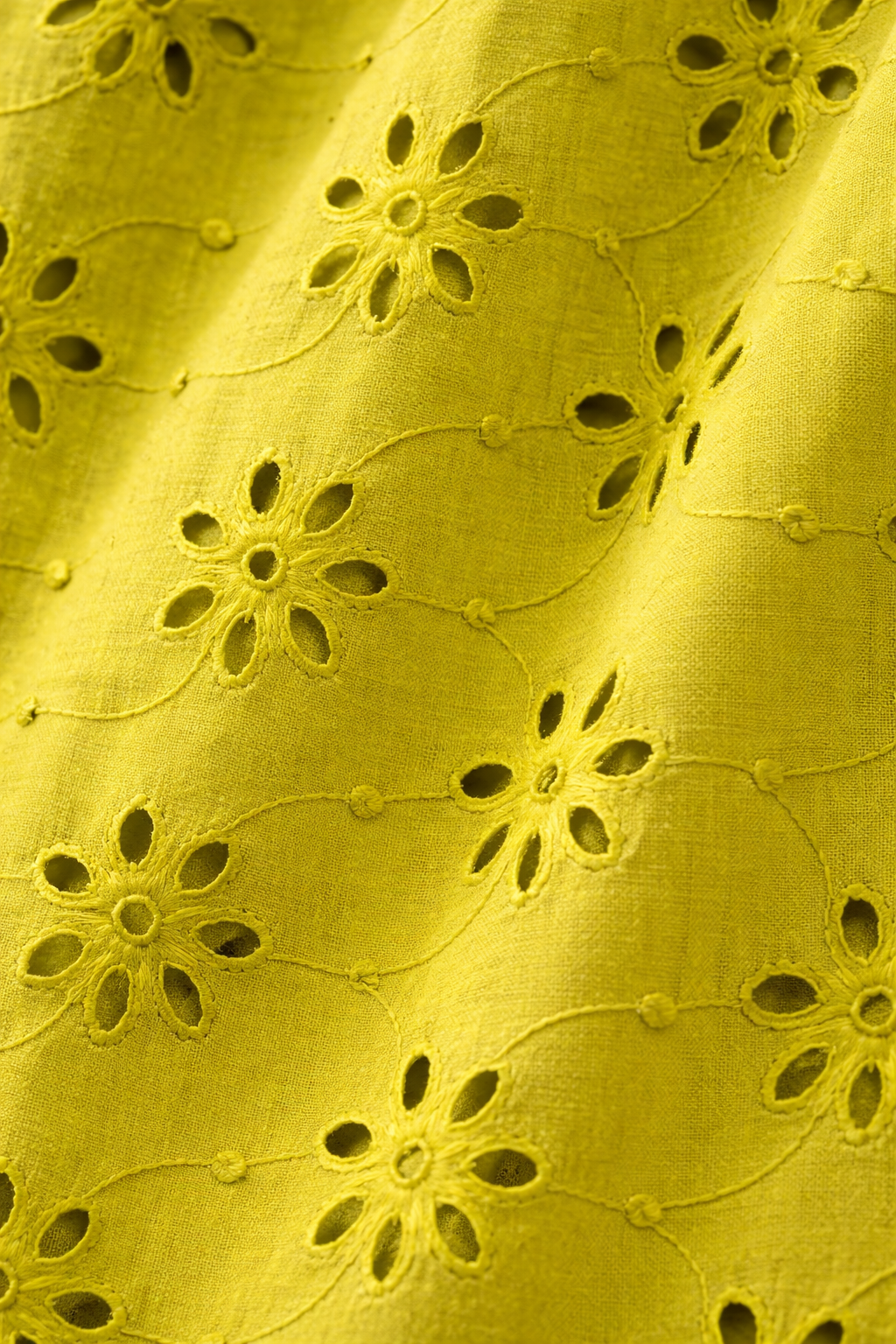 Cut Sleeve Floral Schiffli Mustard Yellow Dress for Girls