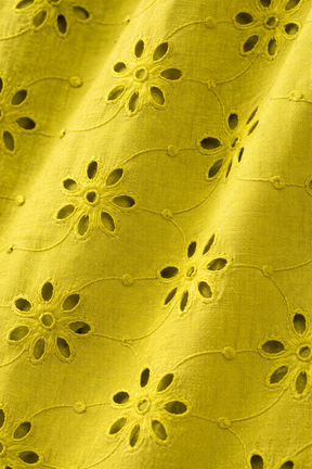 Cut Sleeve Floral Schiffli Mustard Yellow Dress for Girls