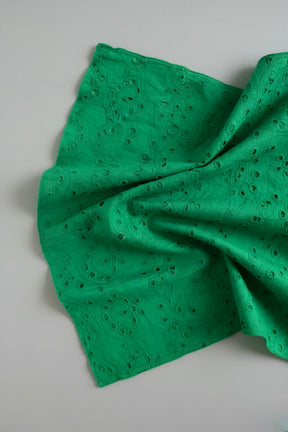 Bright Green Floral Schiffli Co-ord Set for Girls