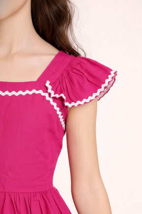 Pure Cotton Fuchsia Sleeveless A-line Frock Dress for Girls