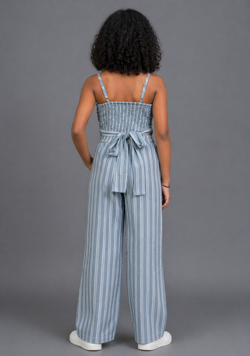 Wisteria Striped Light Blue Co-ord Set for Girls