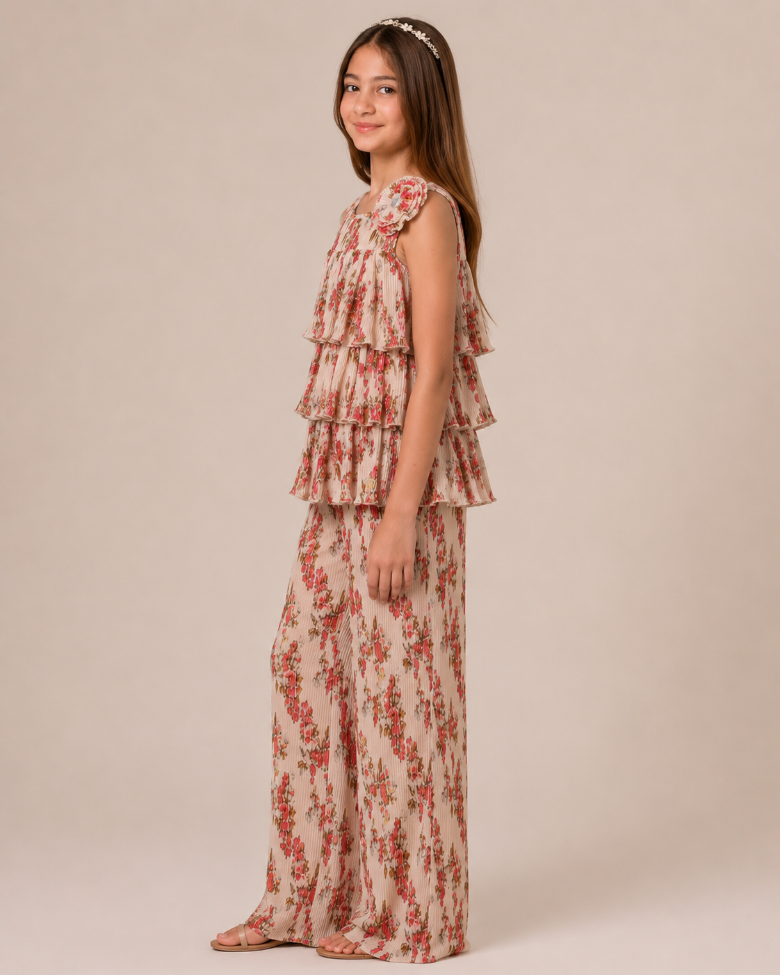 Floral Ruffle Coord Set – Baby Pink Bloom