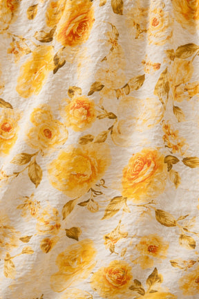 Halter Neck Yellow Digital floral Print Co-ord set for Girls in Natural Blended Fabric