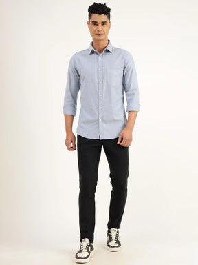 Ardian Blue Chambray cotton Shirt - Black & Gold