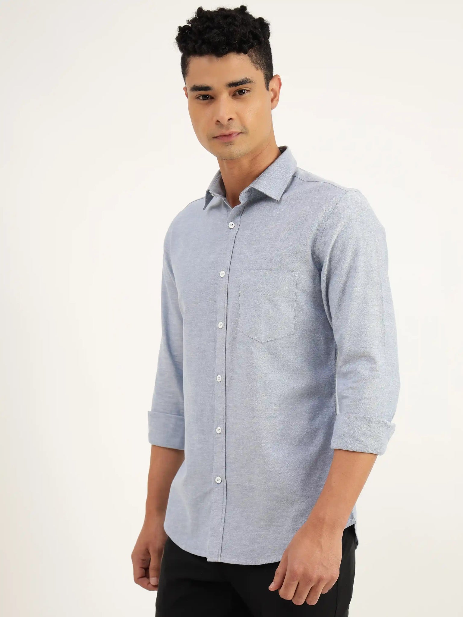 Ardian Blue Chambray cotton Shirt - Black & Gold