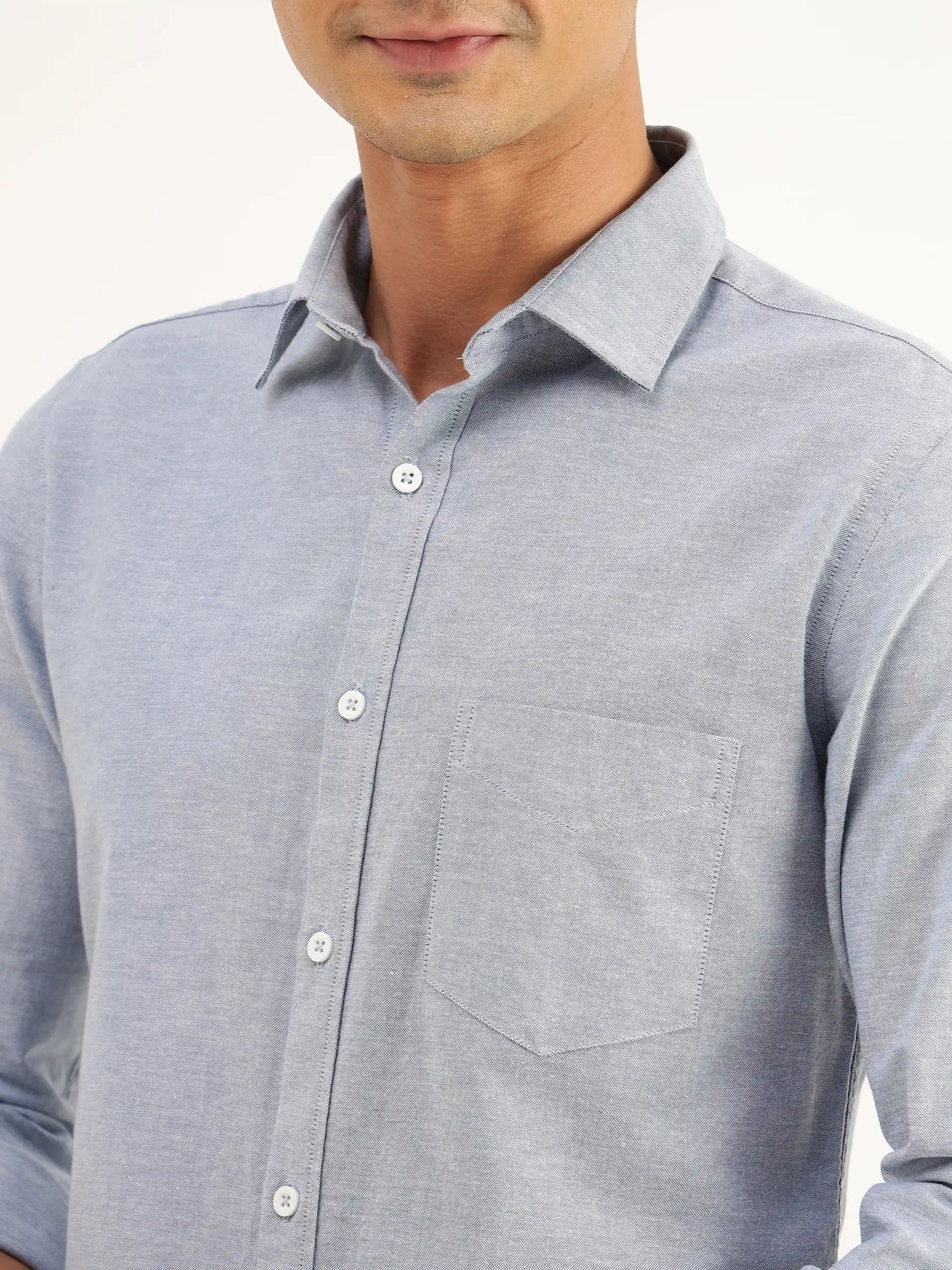 Ardian Blue Chambray cotton Shirt - Black & Gold