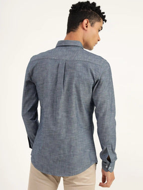 Ash Grey Chambray Cotton Shirt - Black & Gold